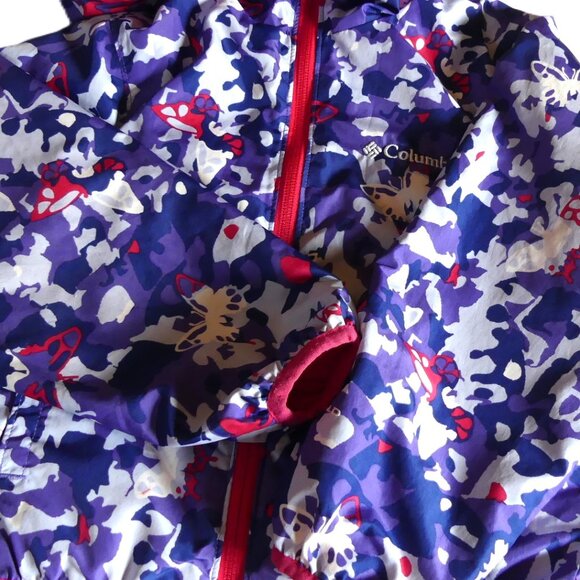 Columbia Girl Purple Camo Lined XXS (4/5) Hooded Omni-Shield Windbreaker Jacket - Picture 9 of 13